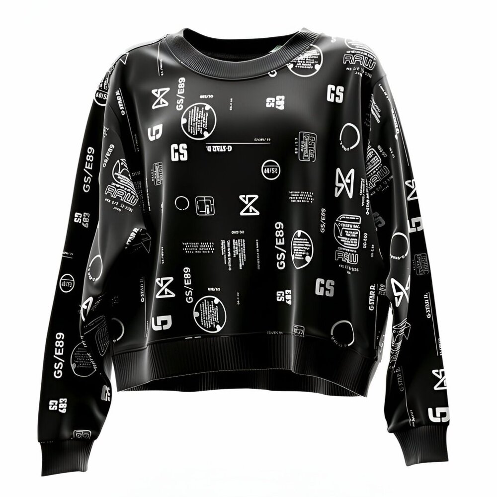 G-Star RAW D20500 Cropped Graphic Sweatshirt Black Women’s M